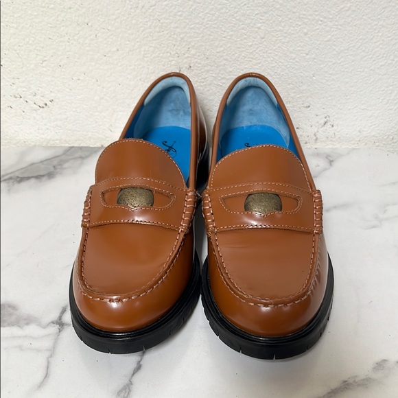 Free People Brown Leather Penny Loafers Flats - Picture 5 of 9